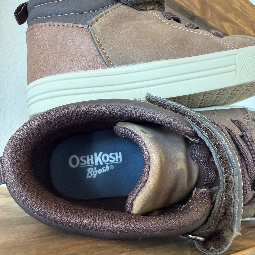 OshKosh B'gosh Brown High Top Sneakers Toddler Boys Hook Loop Size 10M